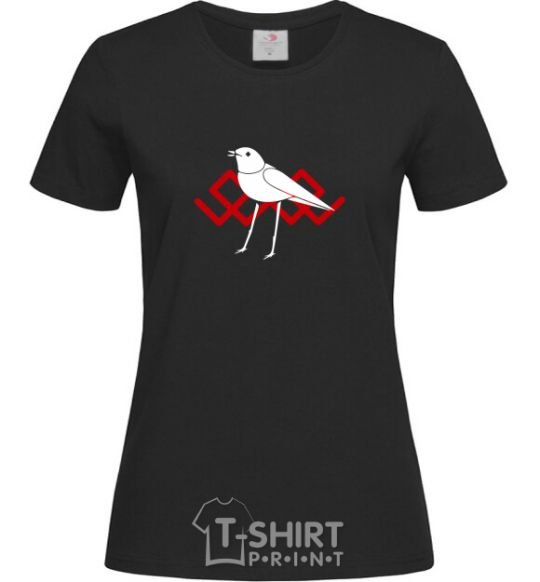 Women's T-shirt A white bird black фото