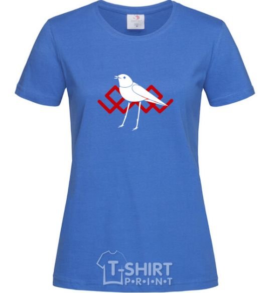 Women's T-shirt A white bird royal-blue фото