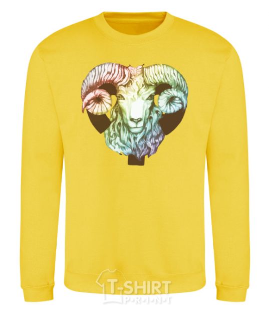 Sweatshirt Aries zodiac sign yellow фото