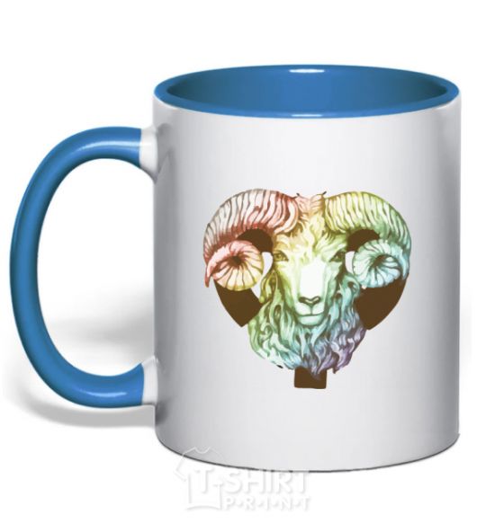 Mug with a colored handle Aries zodiac sign royal-blue фото