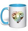Mug with a colored handle Aries zodiac sign sky-blue фото
