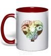 Mug with a colored handle Aries zodiac sign red фото