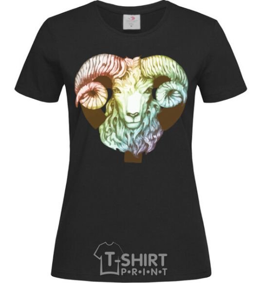 Women's T-shirt Aries zodiac sign black фото