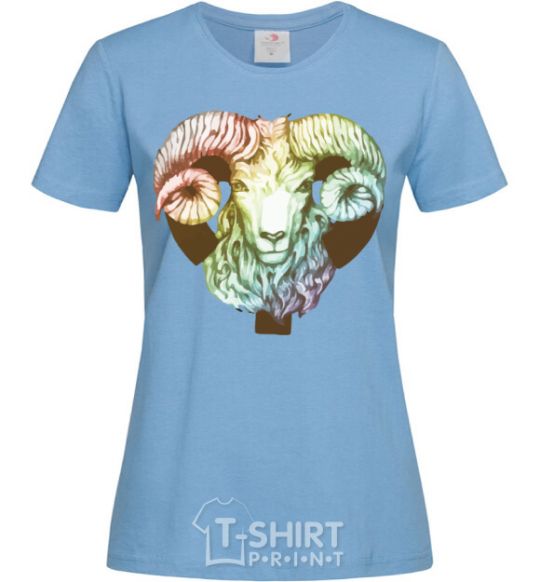Women's T-shirt Aries zodiac sign sky-blue фото