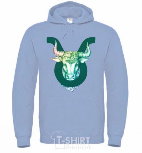 Men`s hoodie Taurus zodiac sign sky-blue фото