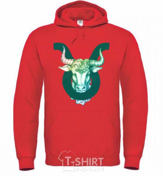 Men`s hoodie Taurus zodiac sign bright-red фото