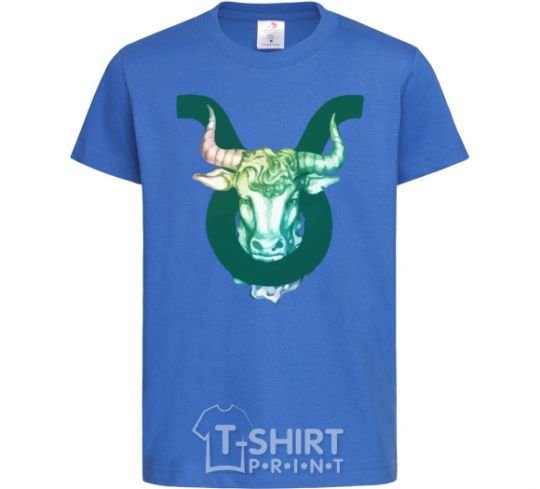 Kids T-shirt Taurus zodiac sign royal-blue фото