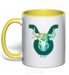 Mug with a colored handle Taurus zodiac sign yellow фото