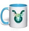 Mug with a colored handle Taurus zodiac sign sky-blue фото