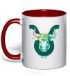 Mug with a colored handle Taurus zodiac sign red фото