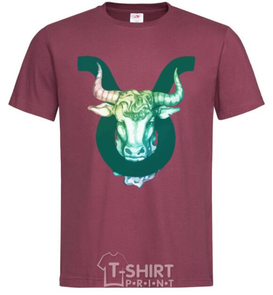 Men's T-Shirt Taurus zodiac sign burgundy фото