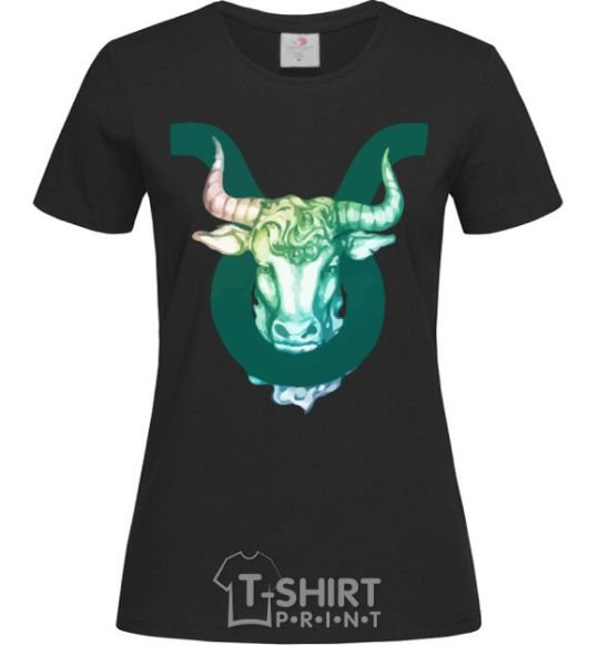 Women's T-shirt Taurus zodiac sign black фото