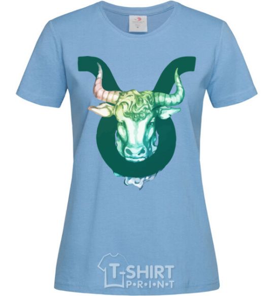 Women's T-shirt Taurus zodiac sign sky-blue фото