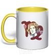 Mug with a colored handle Virgo zodiac sign yellow фото