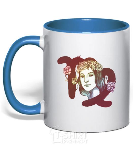 Mug with a colored handle Virgo zodiac sign royal-blue фото
