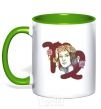 Mug with a colored handle Virgo zodiac sign kelly-green фото