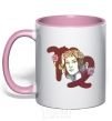 Mug with a colored handle Virgo zodiac sign light-pink фото
