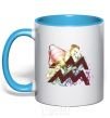 Mug with a colored handle Aquarius zodiac sign sky-blue фото