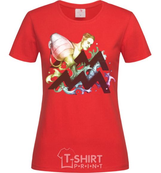 Женская футболка Водолей знак зодиака Красный фото