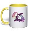 Mug with a colored handle Gemini zodiac sign yellow фото