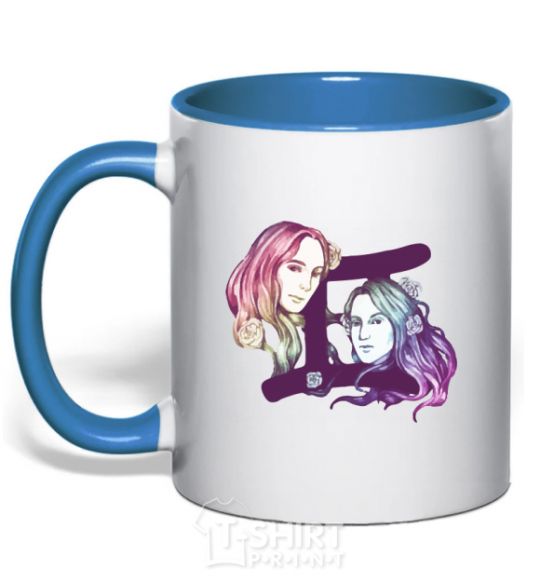 Mug with a colored handle Gemini zodiac sign royal-blue фото