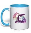 Mug with a colored handle Gemini zodiac sign sky-blue фото