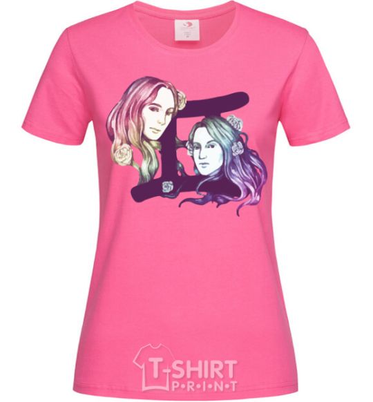 Женская футболка Близнецы знак зодиака Ярко-розовый фото