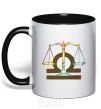 Mug with a colored handle Libra zodiac sign black фото