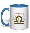 Чашка с цветной ручкой Весы знак зодиака Ярко-синий фото