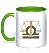 Mug with a colored handle Libra zodiac sign kelly-green фото