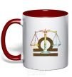 Mug with a colored handle Libra zodiac sign red фото