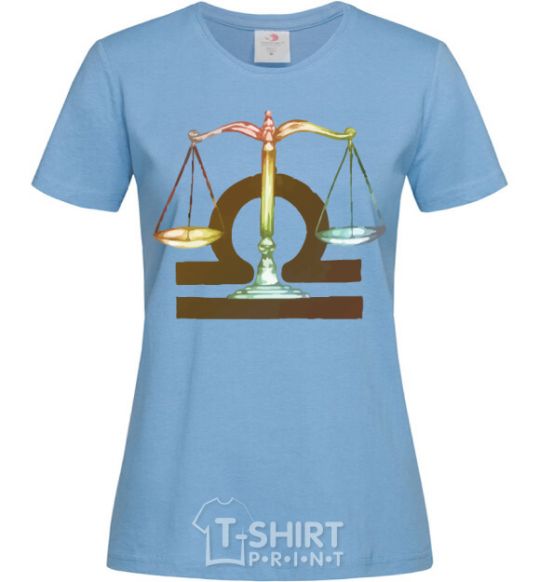 Women's T-shirt Libra zodiac sign sky-blue фото