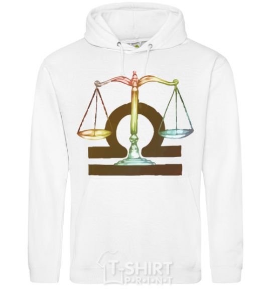 Men`s hoodie Libra zodiac sign White фото