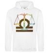 Men`s hoodie Libra zodiac sign White фото