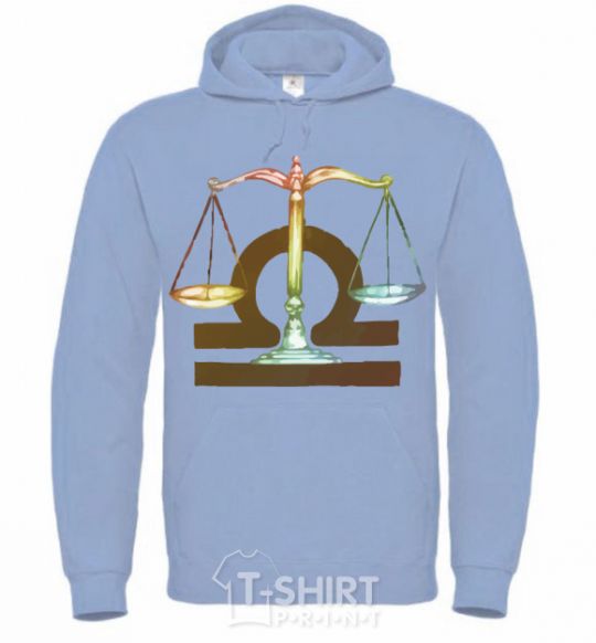 Men`s hoodie Libra zodiac sign sky-blue фото