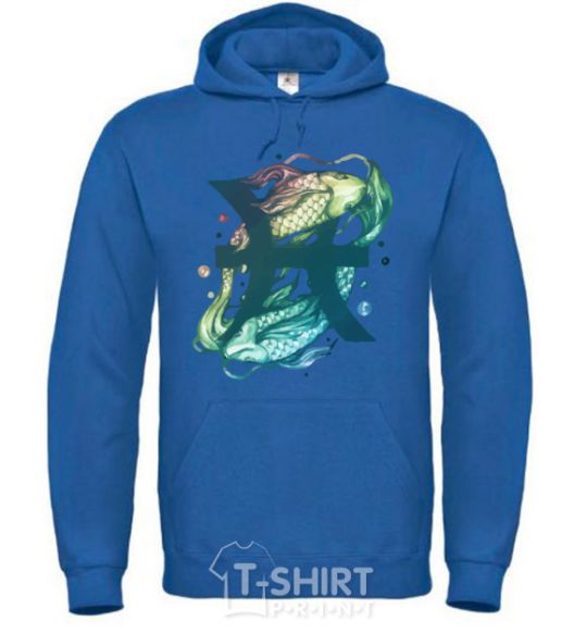 Men`s hoodie Pisces zodiac sign royal фото