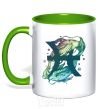 Mug with a colored handle Pisces zodiac sign kelly-green фото