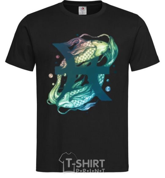 Men's T-Shirt Pisces zodiac sign black фото