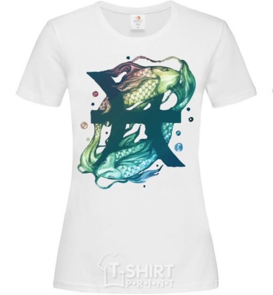 Women's T-shirt Pisces zodiac sign White фото