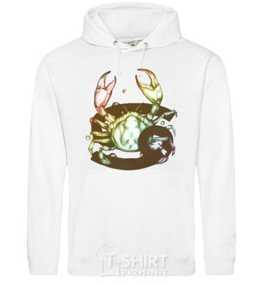 Men`s hoodie Cancer zodiac sign White фото