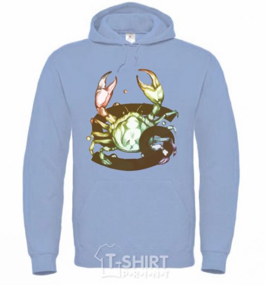 Men`s hoodie Cancer zodiac sign sky-blue фото