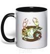 Mug with a colored handle Cancer zodiac sign black фото