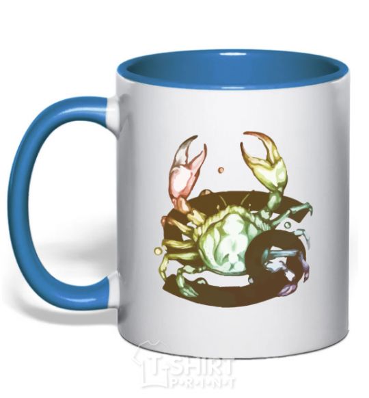 Mug with a colored handle Cancer zodiac sign royal-blue фото