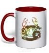 Mug with a colored handle Cancer zodiac sign red фото