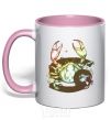 Mug with a colored handle Cancer zodiac sign light-pink фото