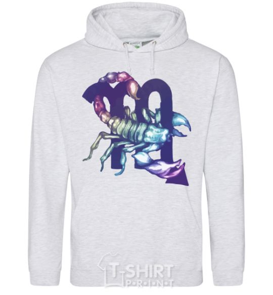 Men`s hoodie Scorpio zodiac sign sport-grey фото