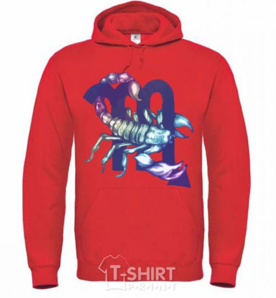 Men`s hoodie Scorpio zodiac sign bright-red фото