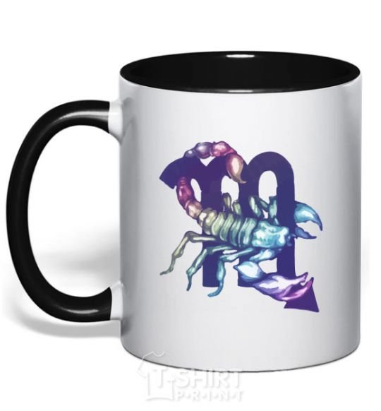 Mug with a colored handle Scorpio zodiac sign black фото