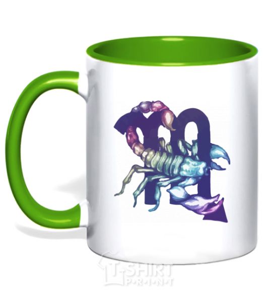 Mug with a colored handle Scorpio zodiac sign kelly-green фото