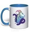 Mug with a colored handle Capricorn zodiac sign royal-blue фото